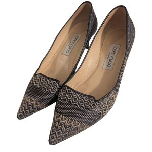 Jimmy Choo Woven Animal Print Kitten Heels IT 37 ( US Size 7)